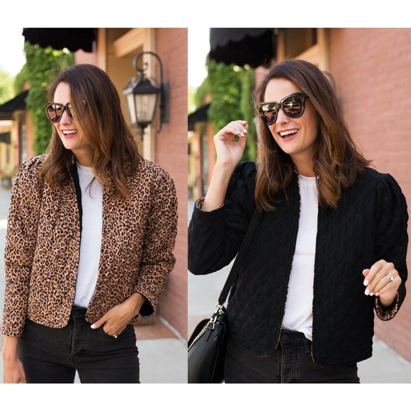 Something Navy Reversible Quilted Jacket Leopard - Picture 2 of 12